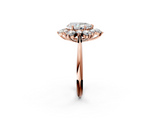Rose gold Pear Diamond Cluster Halo Ring with Solitaire Band and Four-Prong Setting_21