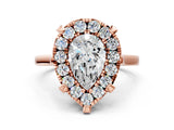 Rose gold Pear Diamond Cluster Halo Solitaire with Four-Prong Setting_77