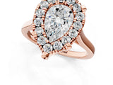 Rose gold Pear Diamond Cluster Halo Solitaire with Four-Prong Setting_78