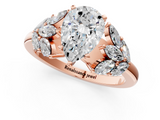 Rose gold Pear Diamond Cluster Leaf Design Ring with Prong Setting_60