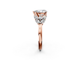 Rose gold Pear Diamond Cluster Leaf Design Ring with Prong Setting_61