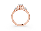 Rose gold Pear Diamond Cluster Leaf Design Ring with Prong Setting_62