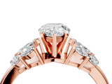 Rose gold Pear Diamond Cluster Leaf Design Ring with Prong Setting_63