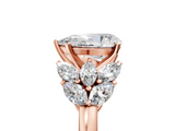 Rose gold Pear Diamond Cluster Leaf Design Ring with Prong Setting_64