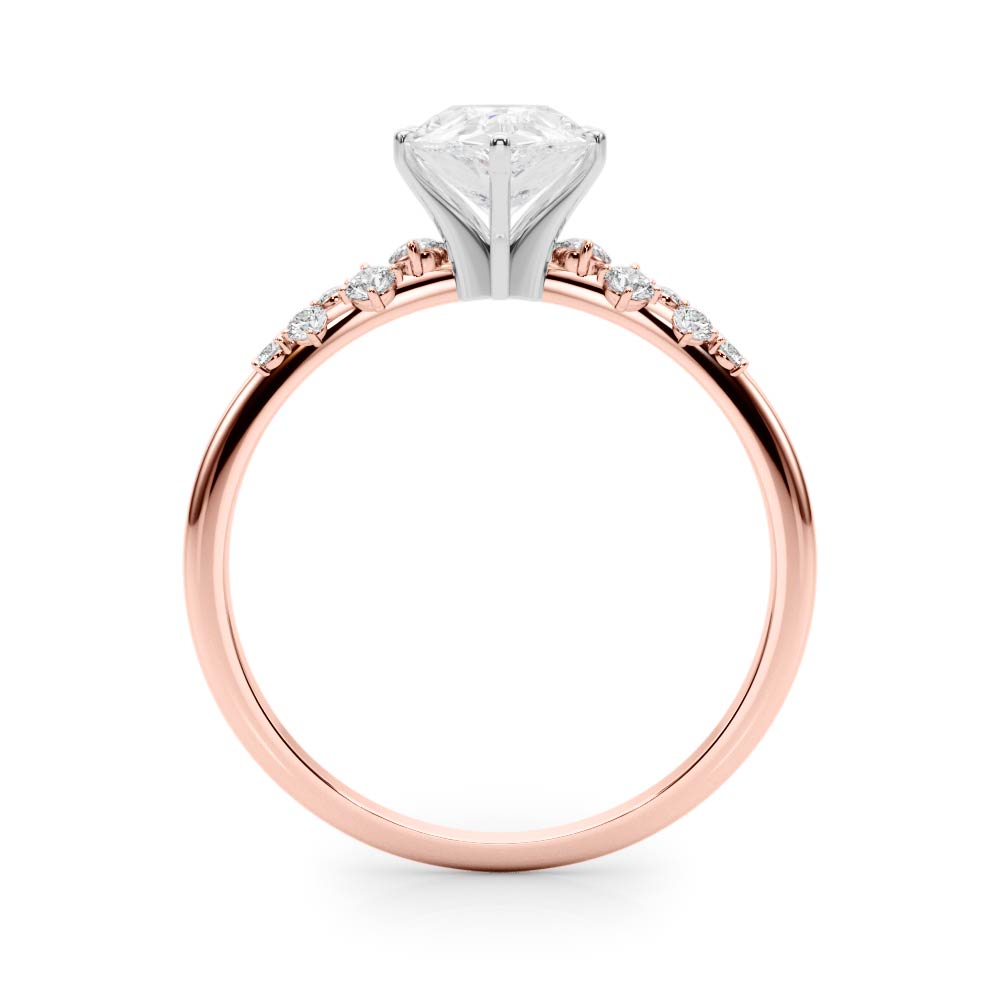 Rose gold Pear Diamond Cluster Prong-Set Solitaire Ring 2