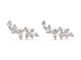 Rose gold Pear Diamond Curved Cluster Climber Earrings