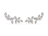 Rose gold Pear Diamond Curved Cluster Climber Earrings_4