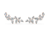 Rose gold Pear Diamond Curved Cluster Climber Earrings_6
