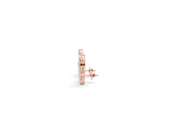 Rose gold Pear Diamond Curved Cluster Climber Earrings