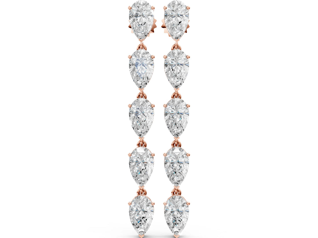 Rose gold Pear Diamond Dangle Earrings with Pear Diamond Accents_4