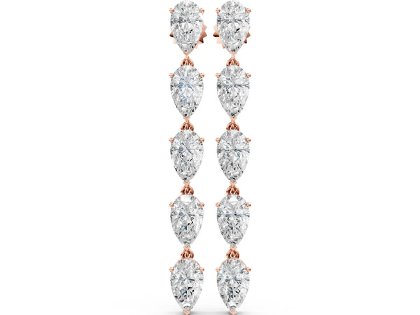 Rose gold Pear Diamond Dangle Earrings with Pear Diamond Accents