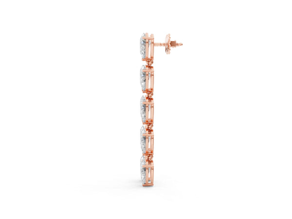 Rose gold Pear Diamond Dangle Earrings with Pear Diamond Accents