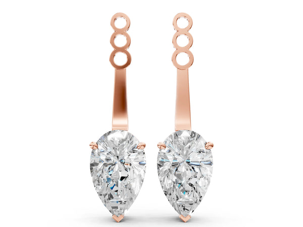 Rose gold Pear Diamond Drop Earring Jackets
