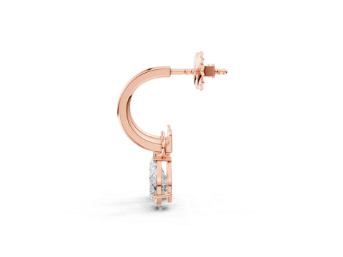 Rose gold Pear Diamond Drop Earrings with Screw Back_1