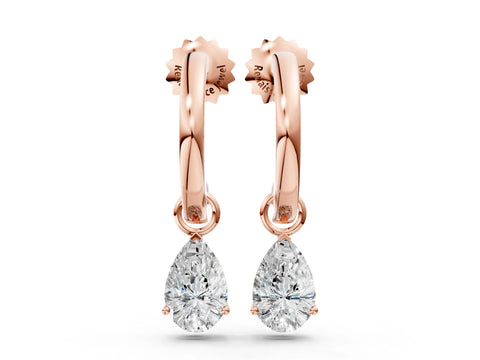 Rose gold Pear Diamond Drop Earrings with Screw Back