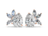 Rose gold Pear Diamond Fan Stud Earrings with Marquise Lab Grown Diamond Accents_4