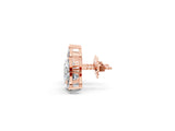 Rose gold Pear Diamond Fan Stud Earrings with Marquise Lab Grown Diamond Accents_5