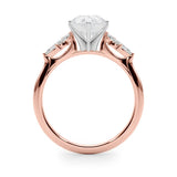 Rose gold Pear Diamond Floral Cluster Ring with Marquise Side Stones and Six-Prong Solitaire Setting 2