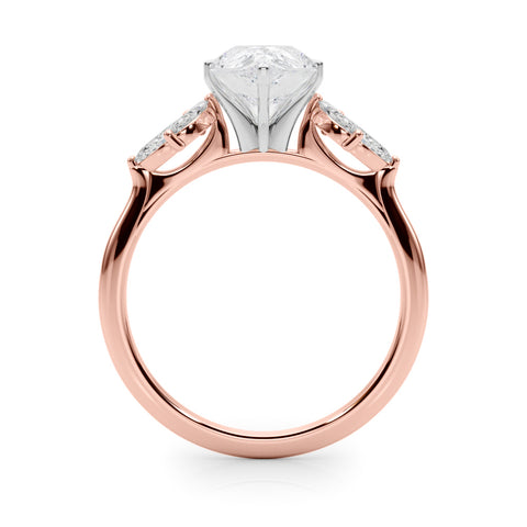 Rose gold Pear Diamond Floral Cluster Ring with Marquise Side Stones and Six-Prong Solitaire Setting 2