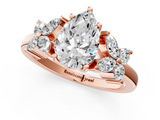 Rose gold Pear Diamond Floral Cluster Ring with Solitaire Band and Prong Setting_60