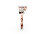 Rose gold Pear Diamond Floral Cluster Ring with Solitaire Band and Prong Setting_61