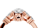 Rose gold Pear Diamond Floral Cluster Ring with Solitaire Band and Prong Setting_63