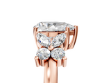 Rose gold Pear Diamond Floral Cluster Ring with Solitaire Band and Prong Setting_64