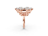 Rose gold Pear Diamond Floral Promise Ring with Round Diamond Center_2