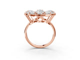 Rose gold Pear Diamond Floral Promise Ring with Round Diamond Center_3