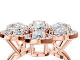 Rose gold Pear Diamond Floral Promise Ring with Round Diamond Center_4