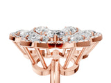 Rose gold Pear Diamond Floral Promise Ring with Round Diamond Center_5