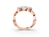 Rose gold Pear Diamond Floral Ring with Round Diamond Accents_3