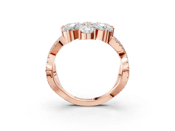 Rose gold Pear Diamond Floral Ring with Round Diamond Accents