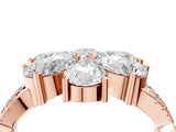 Rose gold Pear Diamond Floral Ring with Round Diamond Accents_4