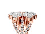 Rose gold Pear Diamond Floral Ring with Round Diamond Accents_5