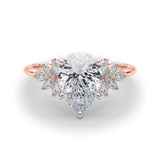 Rose gold Pear Diamond Floral Side Stone Solitaire with Marquise Accents and Four-Prong Setting 1