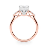 Rose gold Pear Diamond Floral Side Stone Solitaire with Marquise Accents and Four-Prong Setting 2