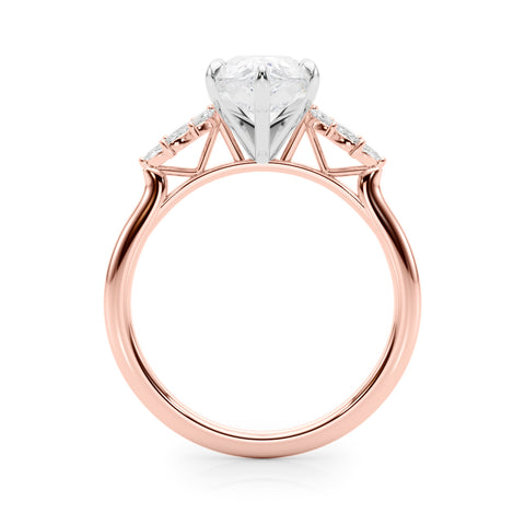 Rose gold Pear Diamond Floral Side Stone Solitaire with Marquise Accents and Four-Prong Setting 2
