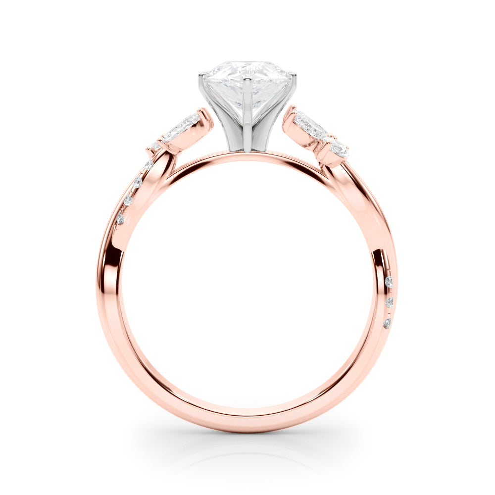 Rose gold Pear Diamond Floral Vine Solitaire Engagement Ring 2