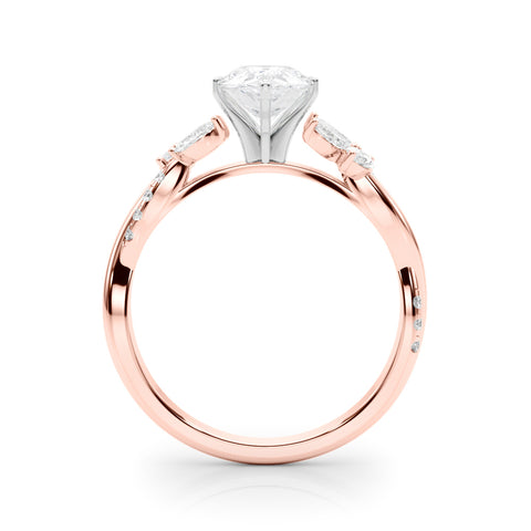 Rose gold Pear Diamond Floral Vine Solitaire Engagement Ring 2