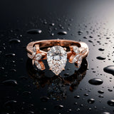 Rose gold Pear Diamond Floral Vine Solitaire Engagement Ring_16