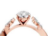 Rose gold Pear Diamond Floral Vine Solitaire Engagement Ring_30