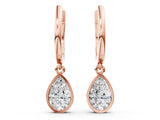 Rose gold Pear Diamond Framed Huggie Drop Earrings_8