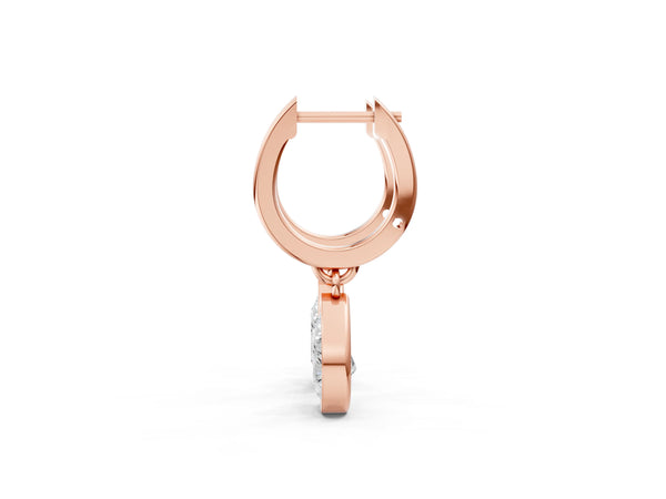 Rose gold Pear Diamond Framed Huggie Drop Earrings
