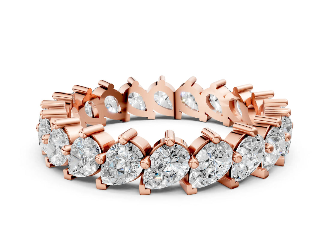 Rose gold Pear Diamond Full Eternity Band with Shared Prong Setting