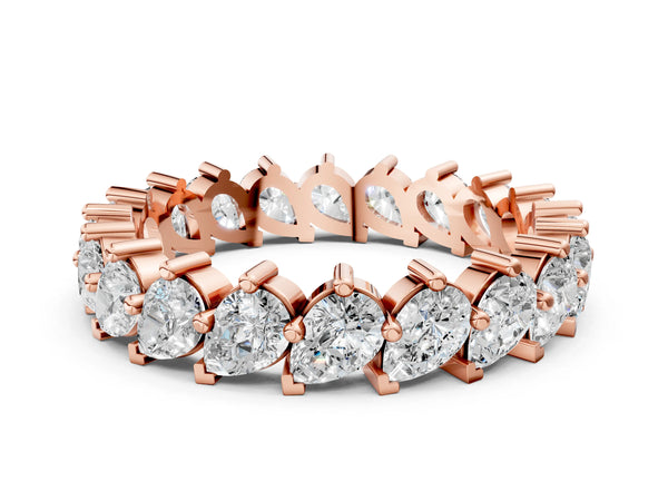 Rose gold Pear Diamond Full Eternity Band with Shared Prong Setting
