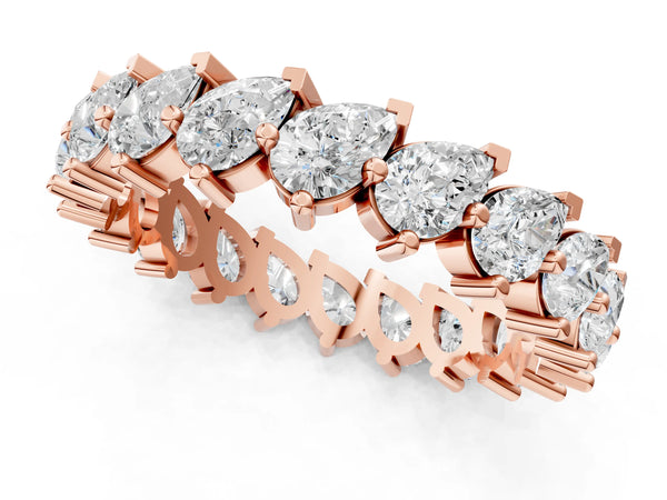 Rose gold Pear Diamond Full Eternity Band with Shared Prong Setting
