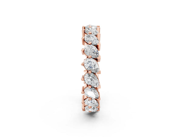Rose gold Pear Diamond Full Eternity Band with Shared Prong Setting