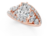 Rose gold Pear Diamond Halo Ring with Marquise and Pavé Band in Prong Setting_84