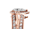 Rose gold Pear Diamond Halo Ring with Split Shank Pavé Band and Four-Prong Setting_11